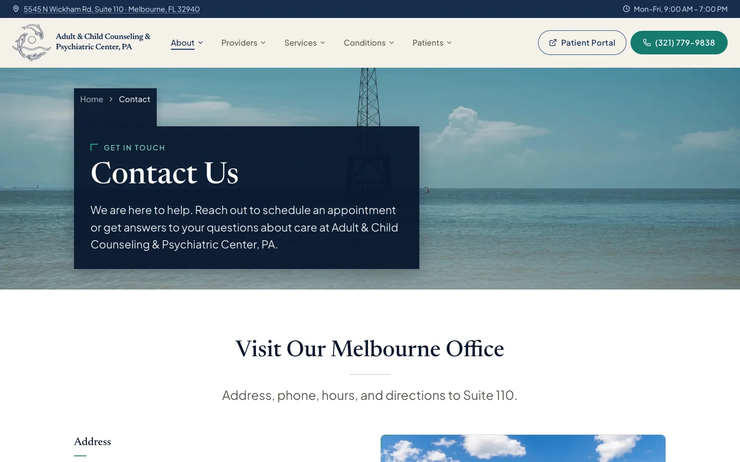 Adult & Child Counseling and Psychiatric Center contact page