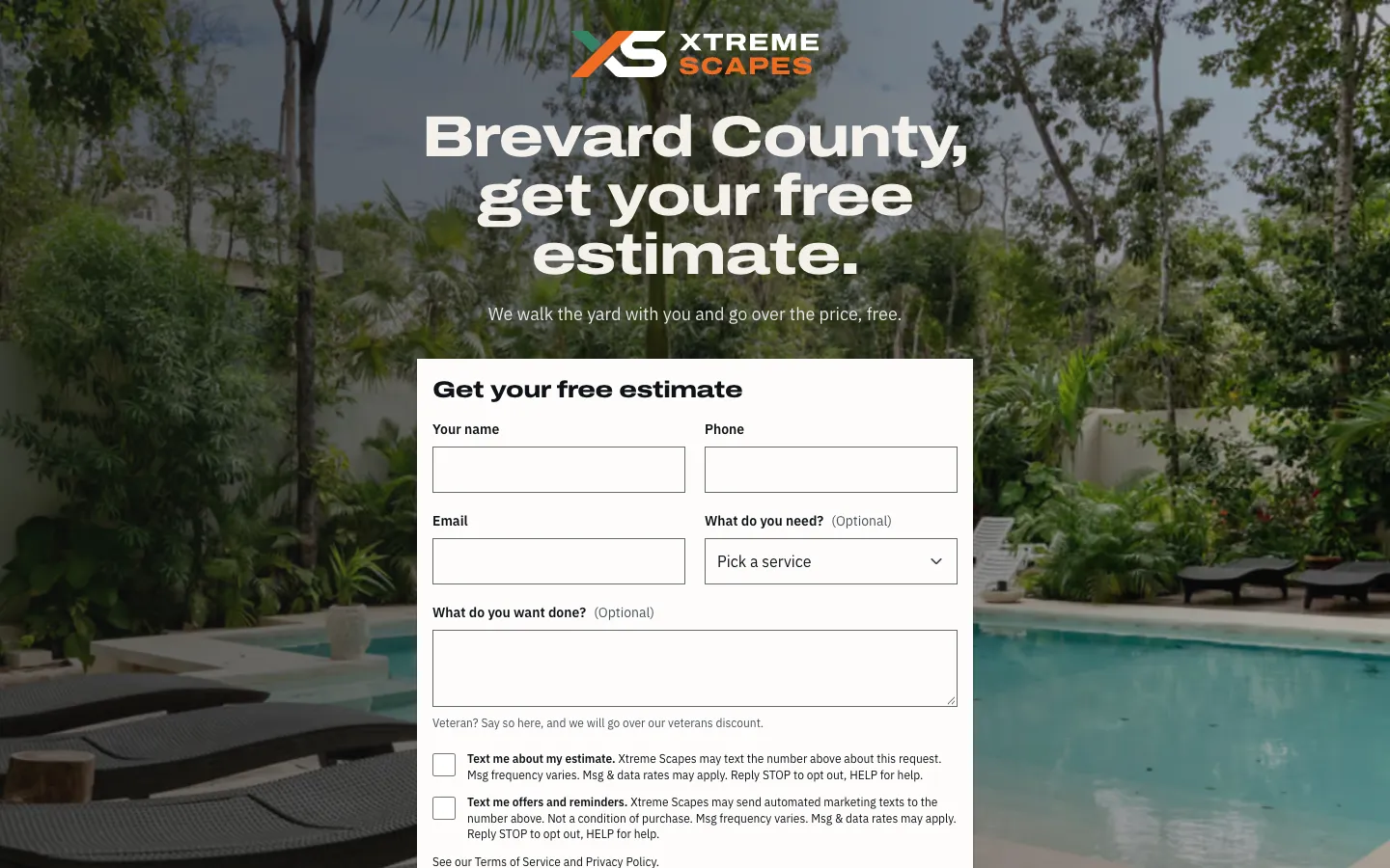 Xtreme Scapes free estimate form