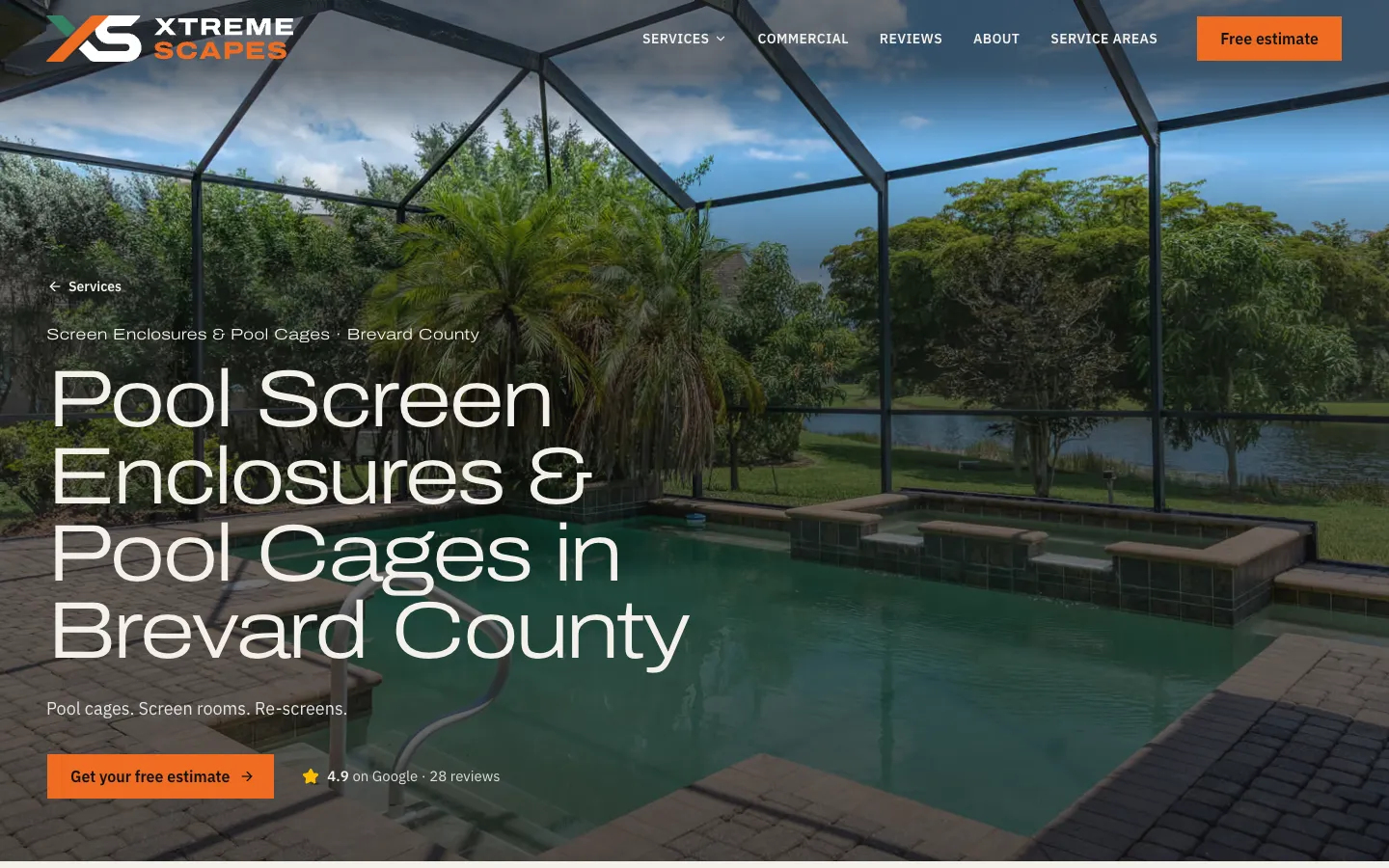 Xtreme Scapes pool screen enclosures and pool cages page